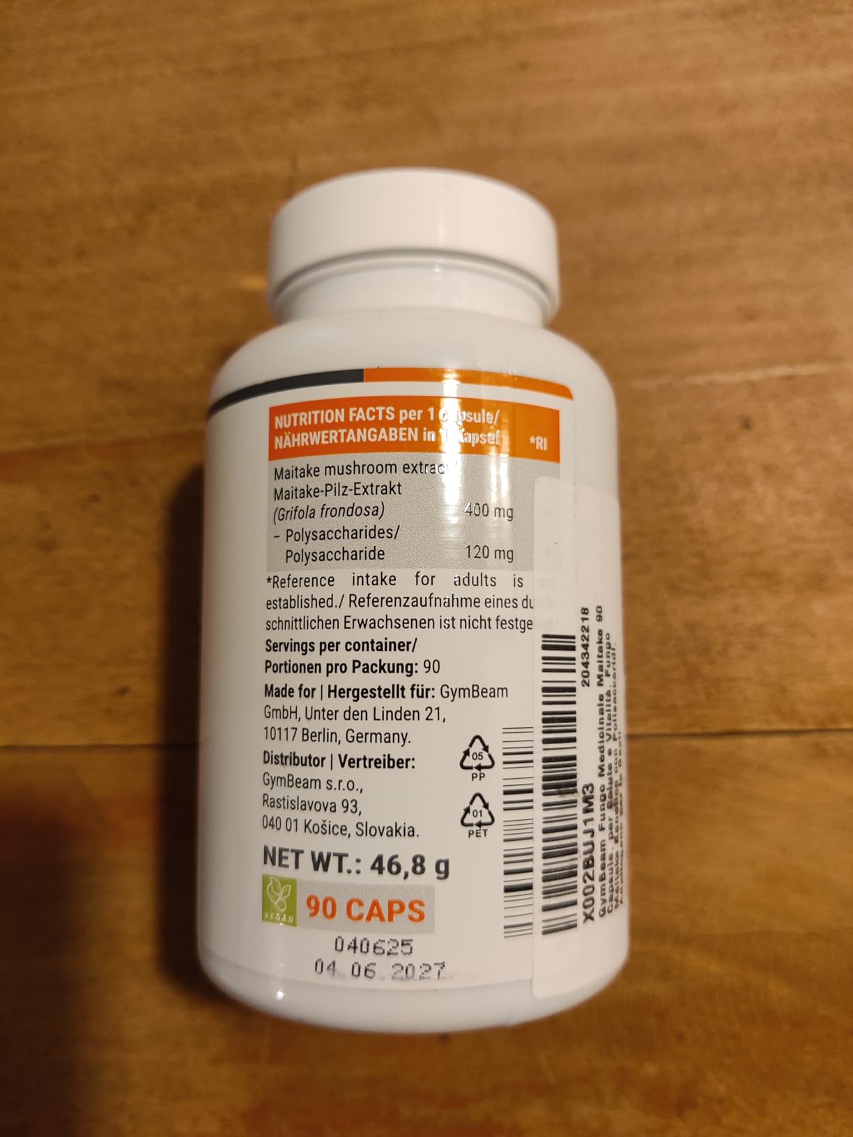 GymBeam Maitake Integratore 90 Capsule Vegano Polisaccaridi