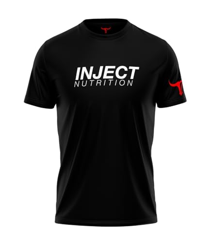 Inject Nutrition T-Shirt maglietta 100% cotone nero dettagli verde 155 g/m²
