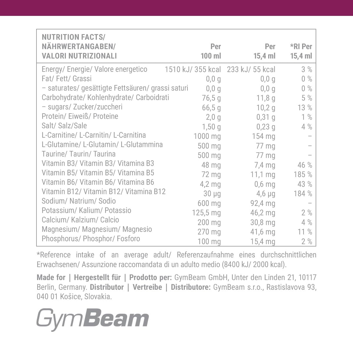 GymBeam ReHydrate Bevanda Ipotonica 1000ml Forestfruit Vitamine