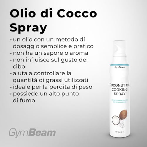 GymBeam Olio di Cocco Spray 200 ml Neutro Senza Glutine