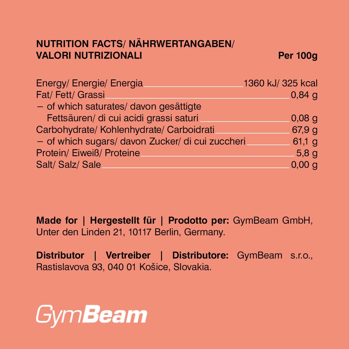 GymBeam Pesche Liofilizzate 100 g Snack Frutta Senza Zuccheri
