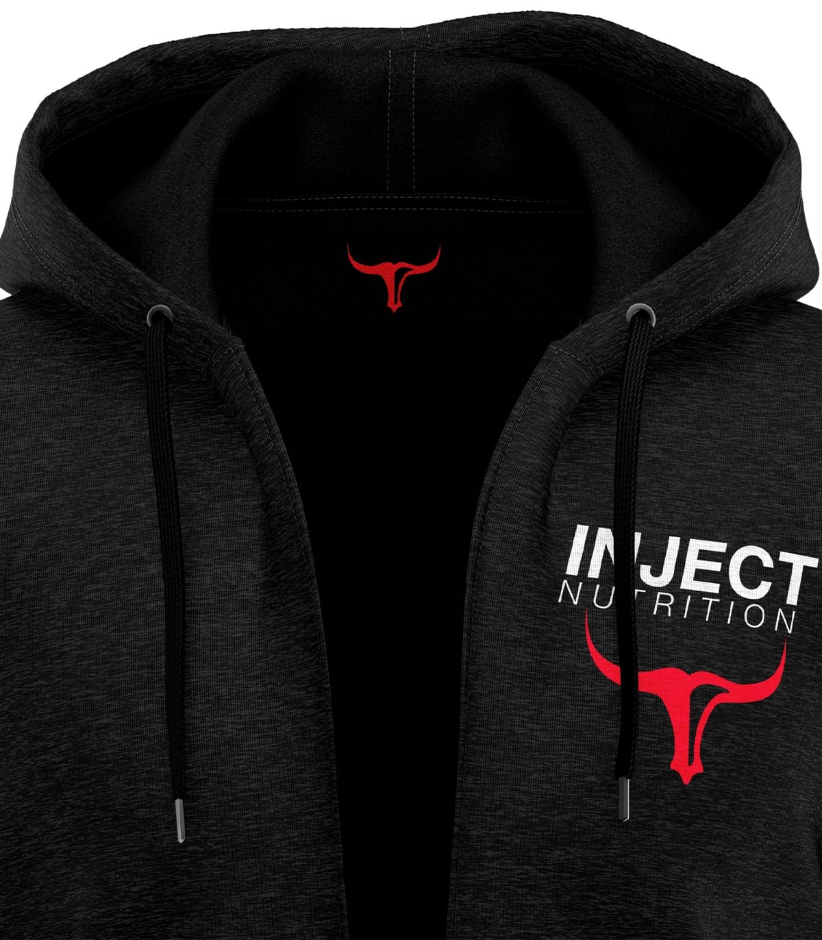 INJECT NUTRITION Felpe ZIP Felpa Cappuccio Zip Felpata Nera