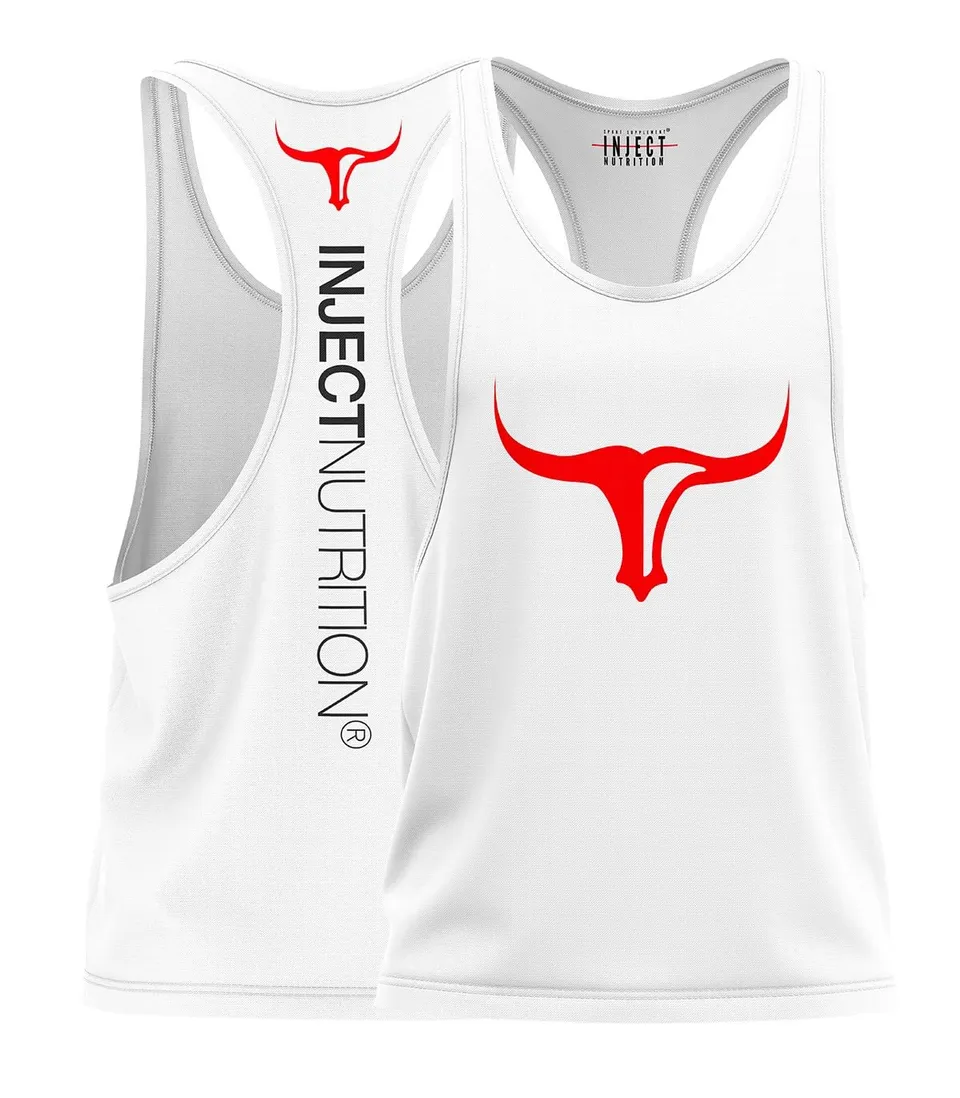 Inject Canotte Tank Top Bianco Torus Rosso Unisex Palestra