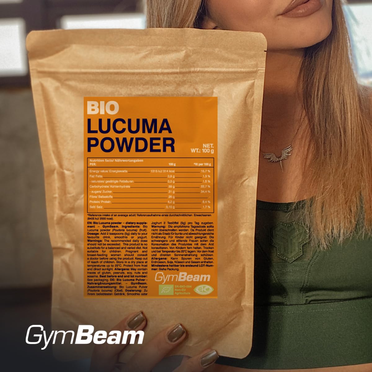GymBeam Lucuma Bio Polvere 100 g Fibre Vegana