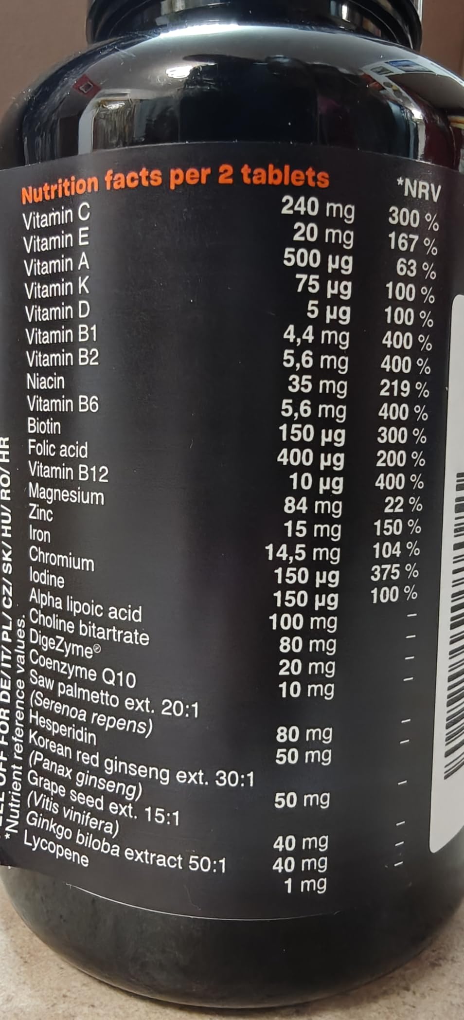 GymBeam Multivitaminico Uomo Multivitaminico 120 cpr 27 ingredienti
