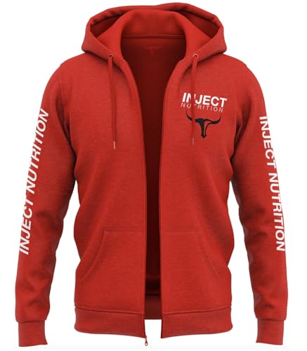 INJECT NUTRITION Felpe ZIP Felpa Cappuccio Zip Rossa Logo Toro