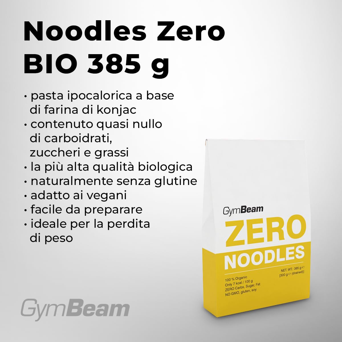 GymBeam Noodles Zero Bio pasta konjac 385g vegana
