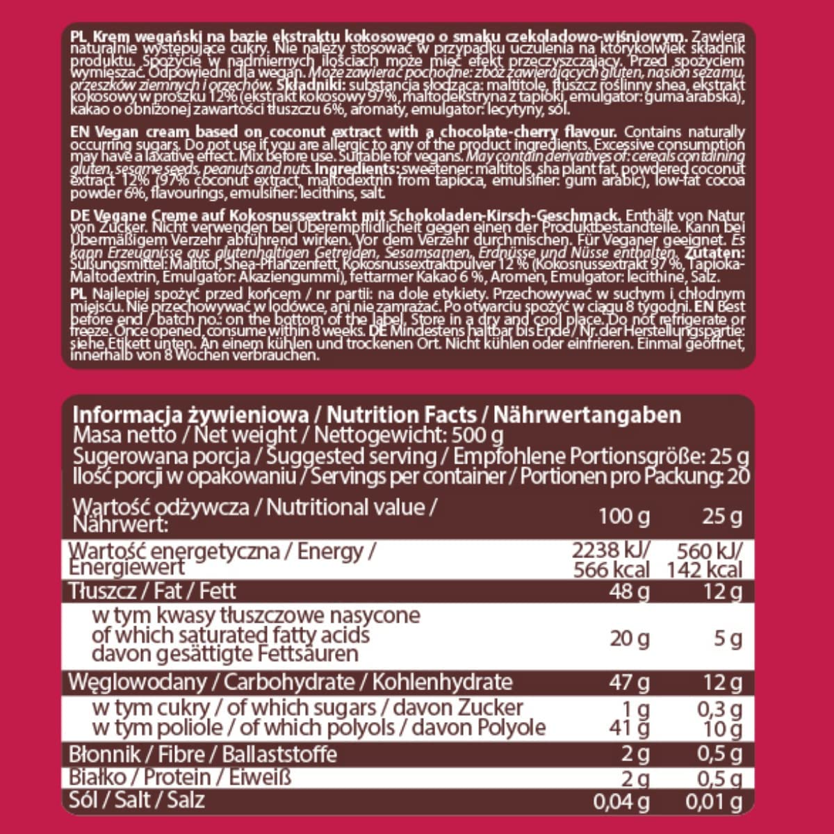 AllNutrition Vegelove Choco Cherry Crema Spalmabile 500g Vegana