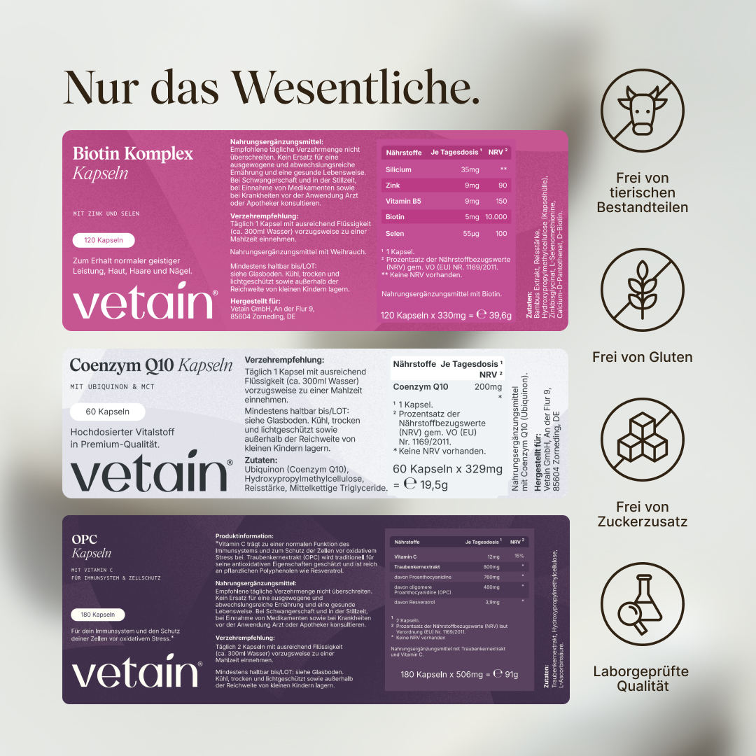 Vetain Inner Beauty Bundle Set OPC Biotina Q10 Pelle Capelli