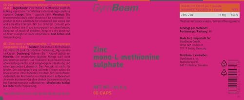 GymBeam Zinco Mono-L-Metionina Capsule Chelato Senza Glutine