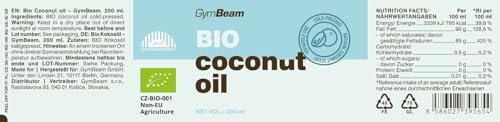 GymBeam Alimentazione Olio di Cocco Vergine Bio 200 ml