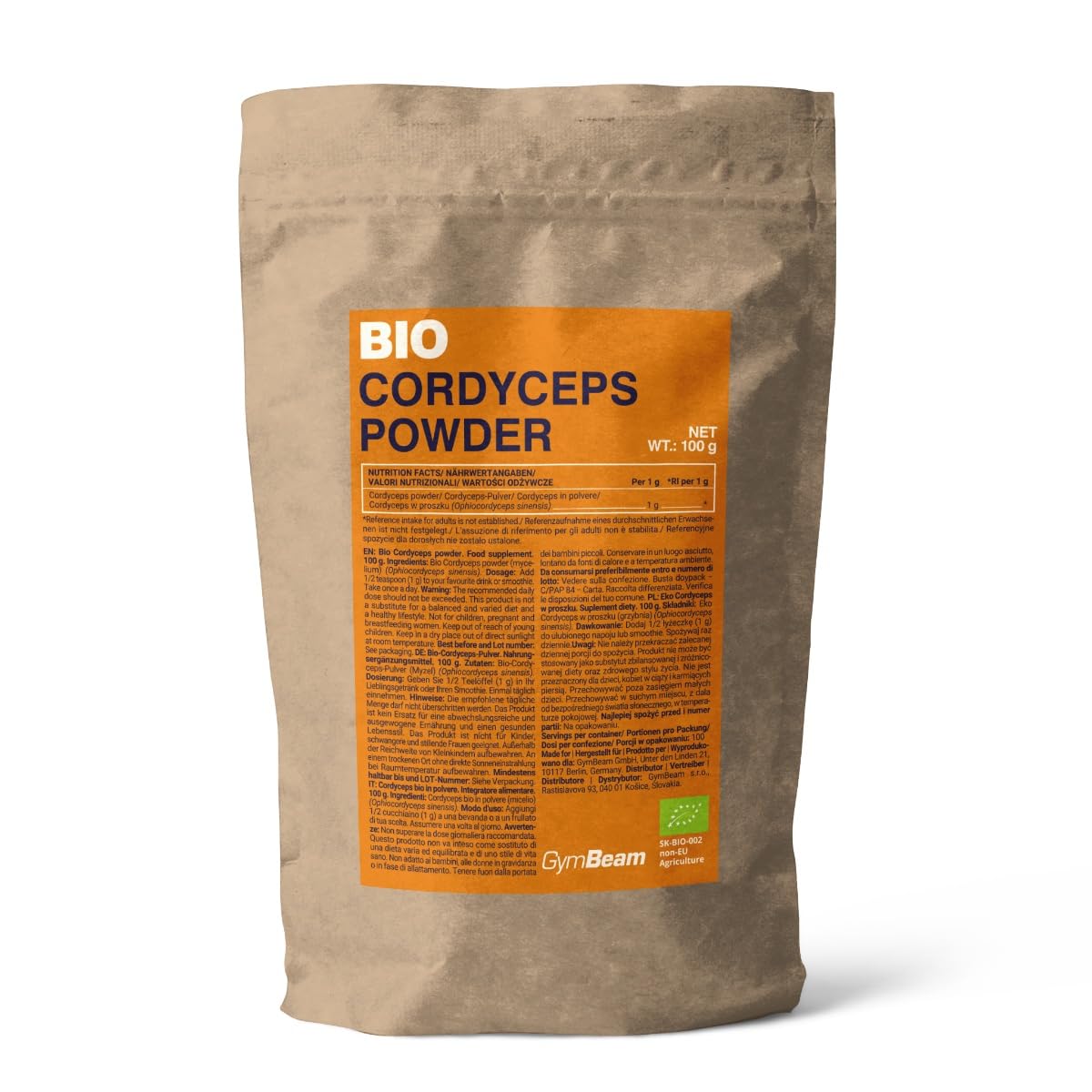 GymBeam Cordyceps BIO polvere 100g vegana