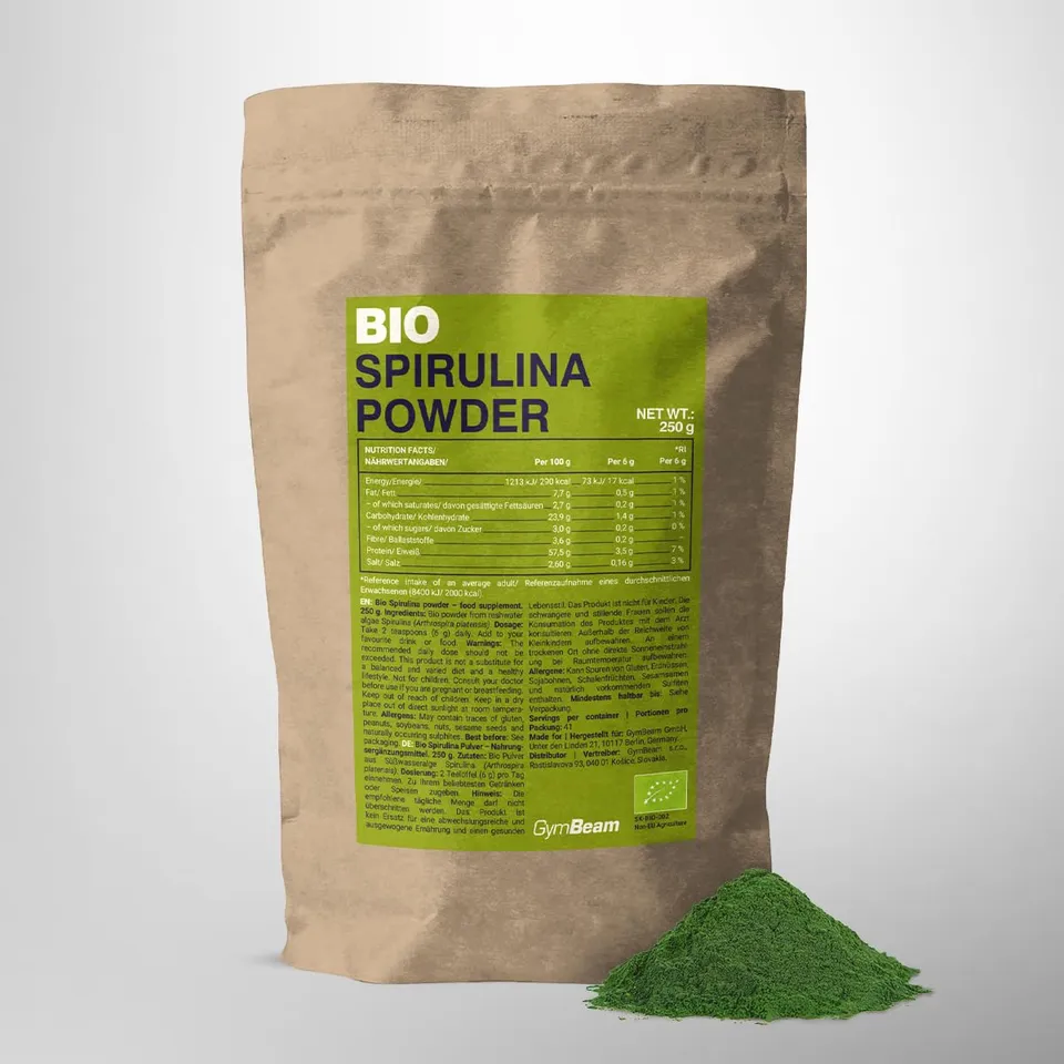 GymBeam Spirulina BIO 250 g Polvere Proteine Ferro