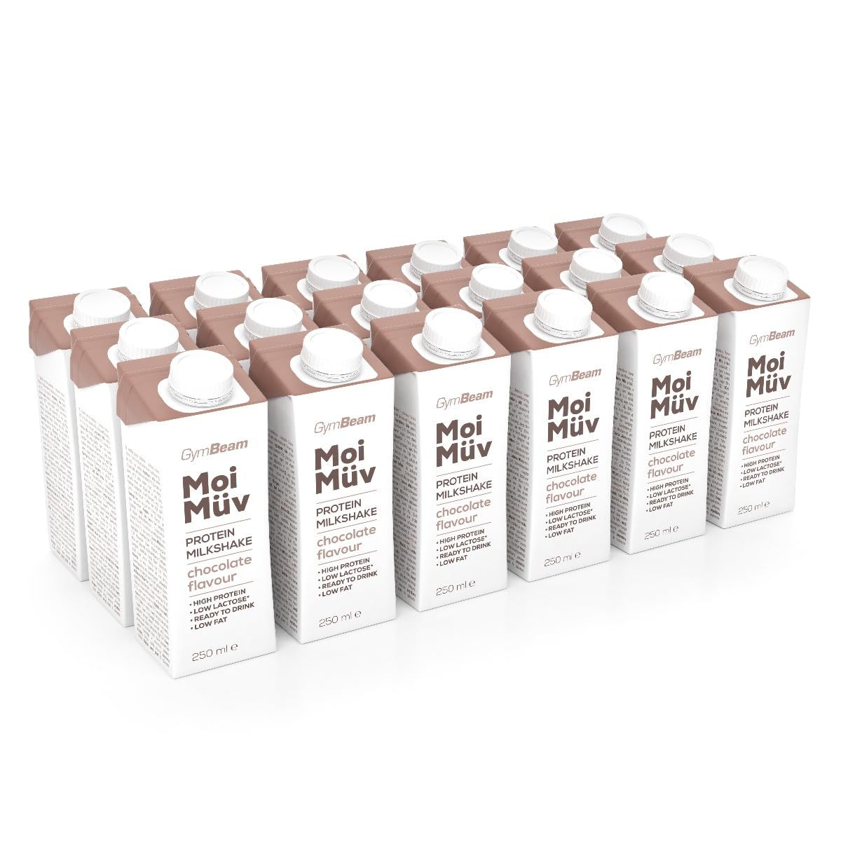 GymBeam MoiMüv milkshake proteico cioccolato 18x250 ml