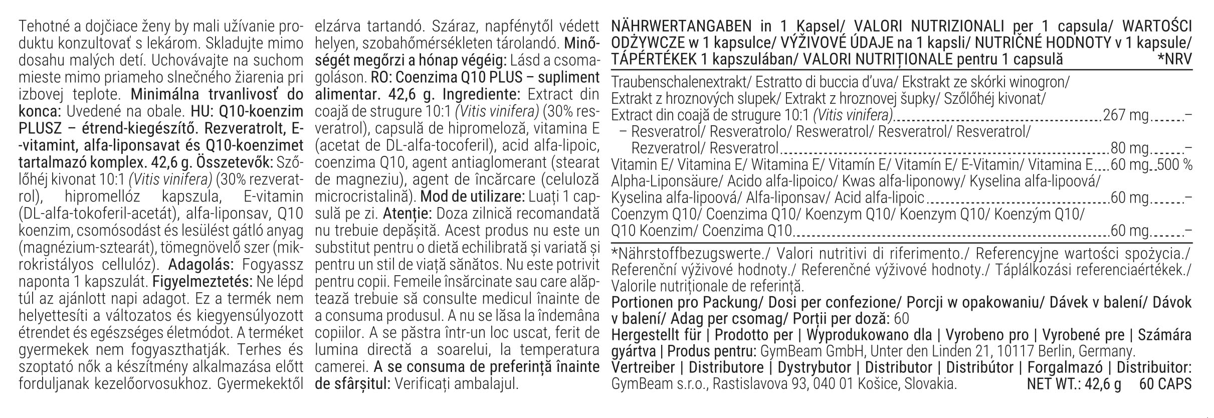 GymBeam Longevita Coenzima Q10 PLUS capsule antiossidante