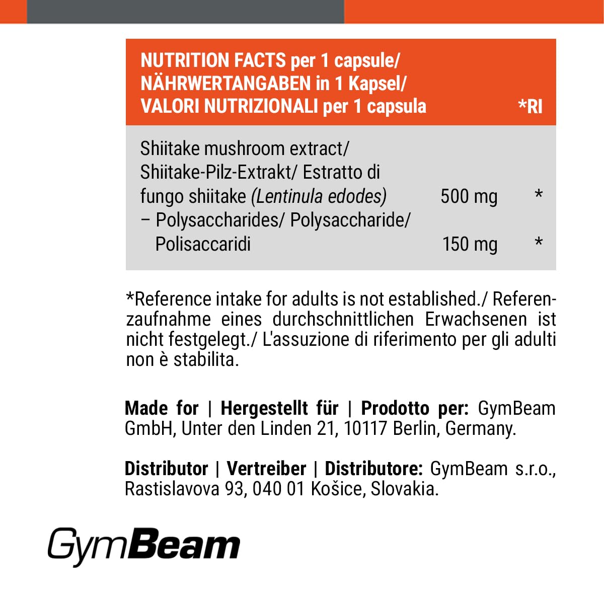 GymBeam Estratto Shiitake 90 cps capsule vegane difese immunitarie