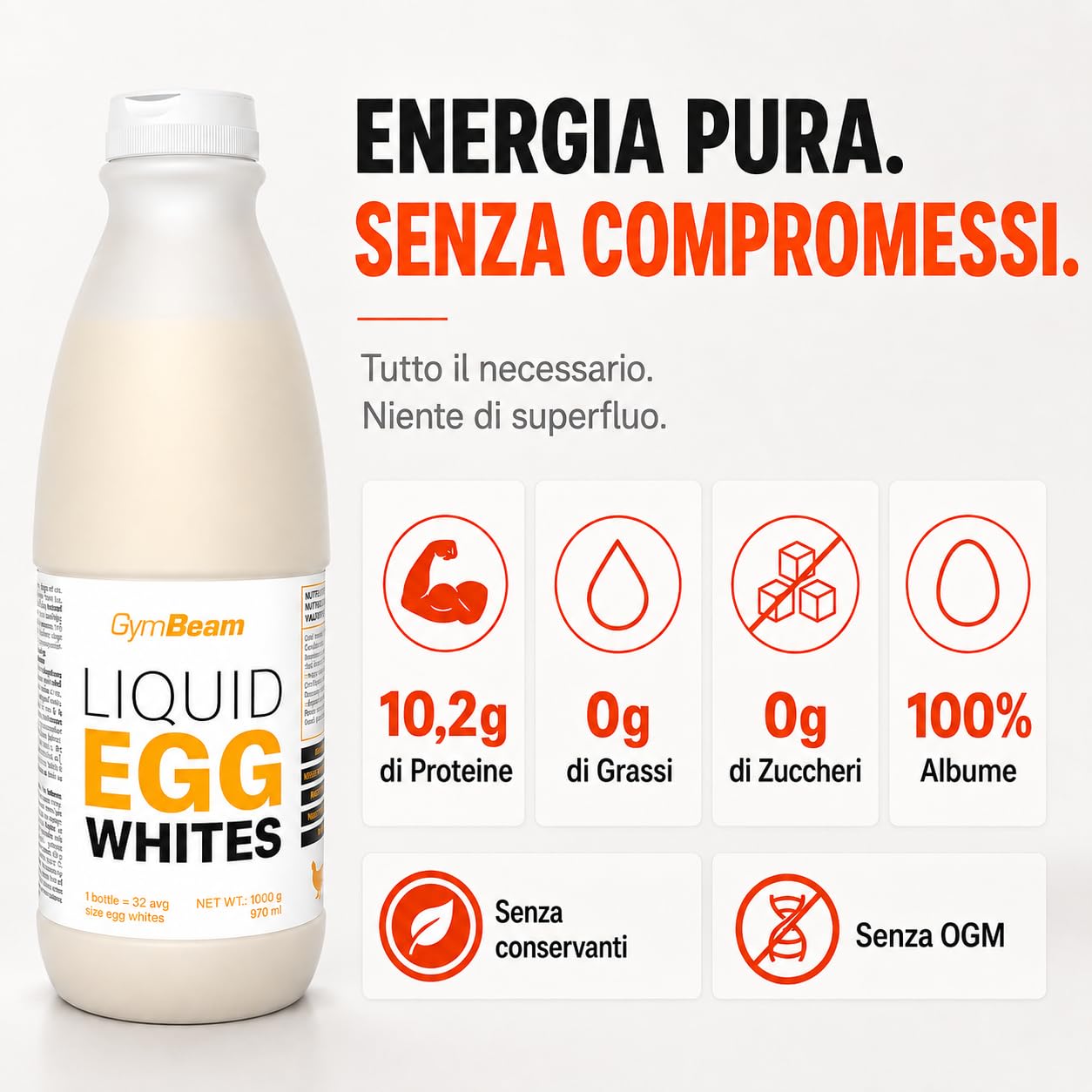 GymBeam Albumi Liquidi 1000g Proteine Uovo Pastorizzati
