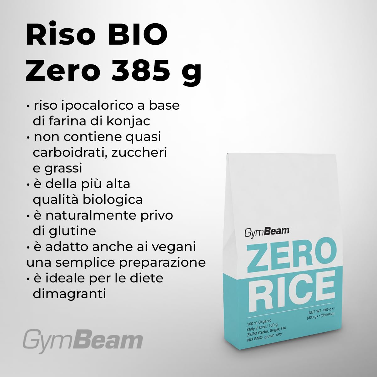 GymBeam Diete Riso BIO Zero konjac 385 g ipocalorico