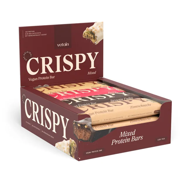 Vetain Proteinriegel Crispy barretta proteica fragola 12 pezzi vegana