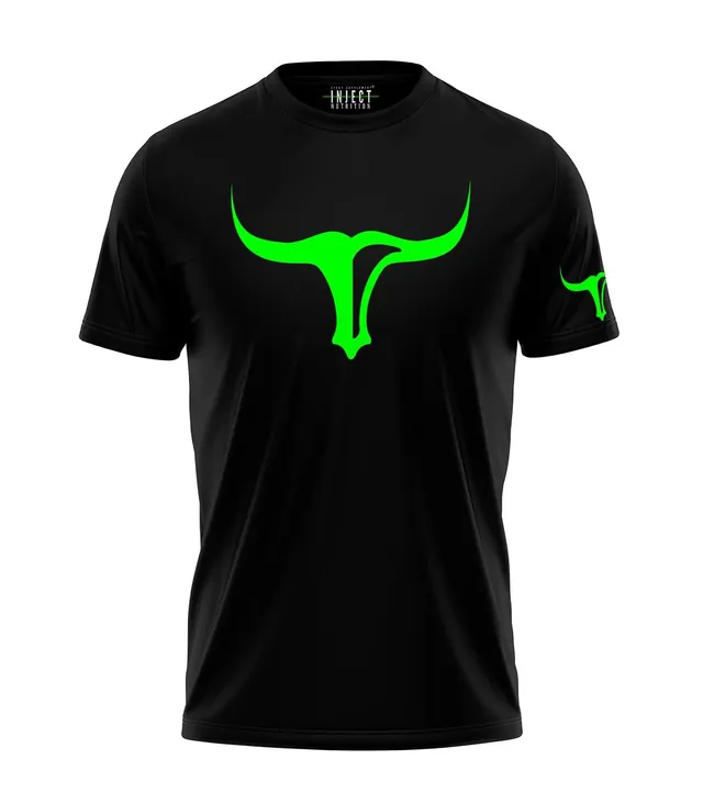 Inject Nutrition T-Shirt Torus maglietta cotone nero logo fluo 155 g/m²