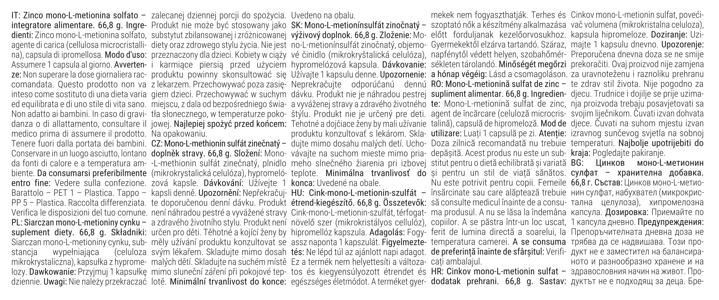 GymBeam Zinco Mono-L-Metionina Capsule Chelato Senza Glutine