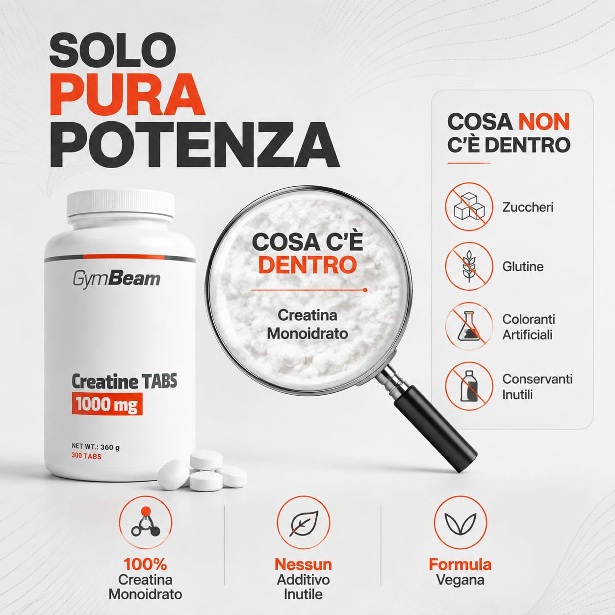 GymBeam Creatina Monoidrato 1000mg 300 cps forza ATP