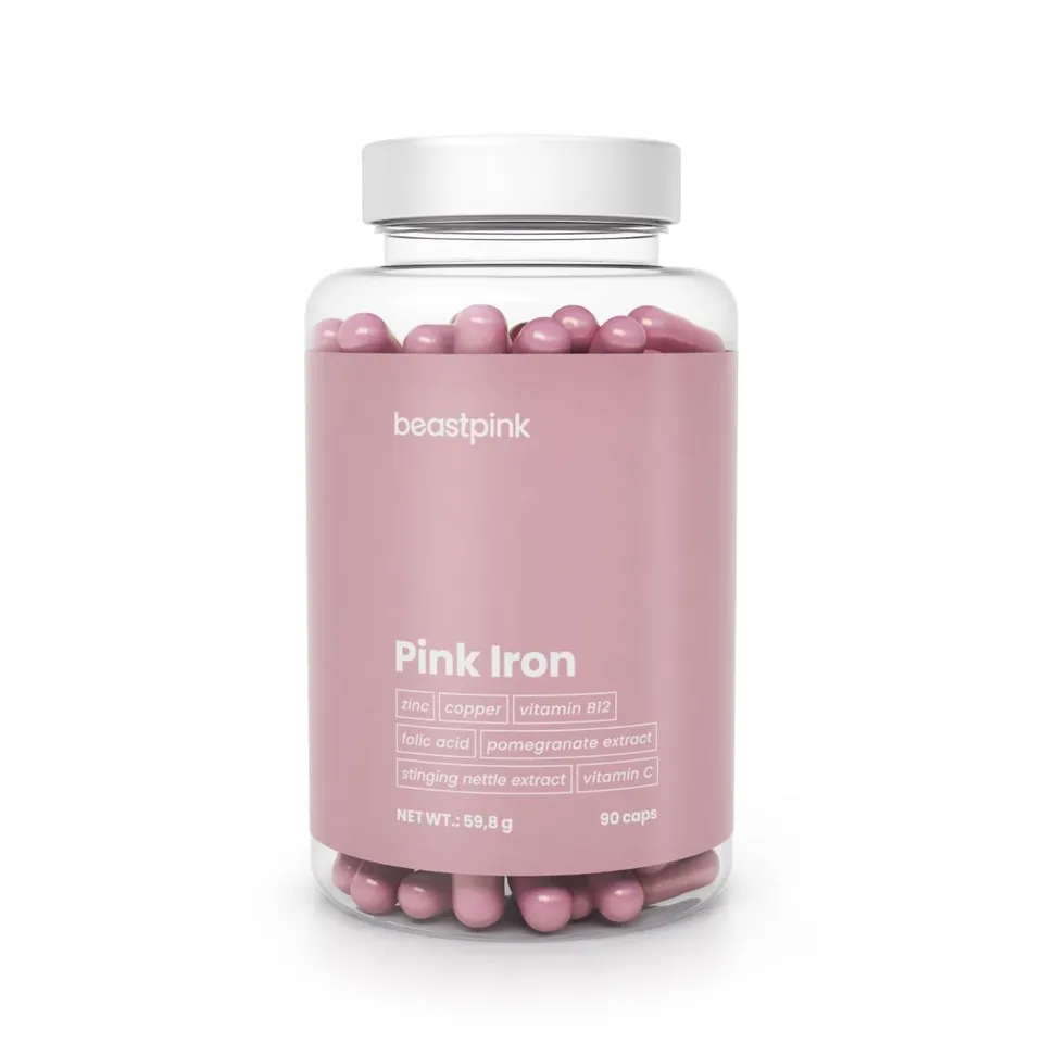 GymBeam Ferro Pink Integratore Donna 90 Capsule Ferro Zinco