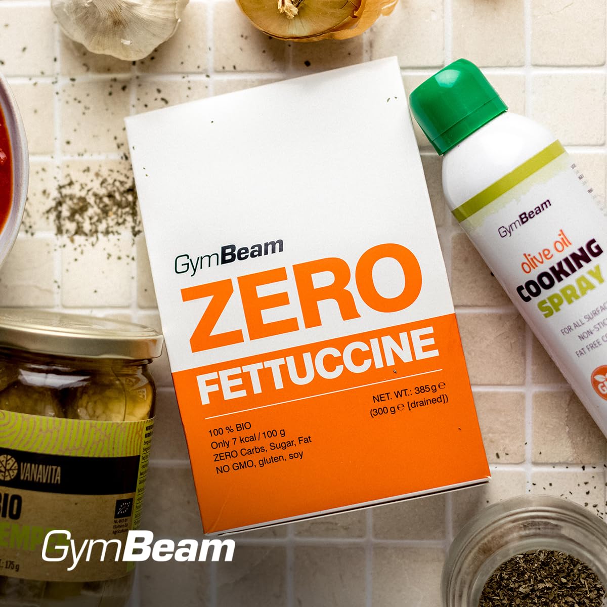 GymBeam Fettuccine Zero BIO 385 g pasta konjac senza glutine