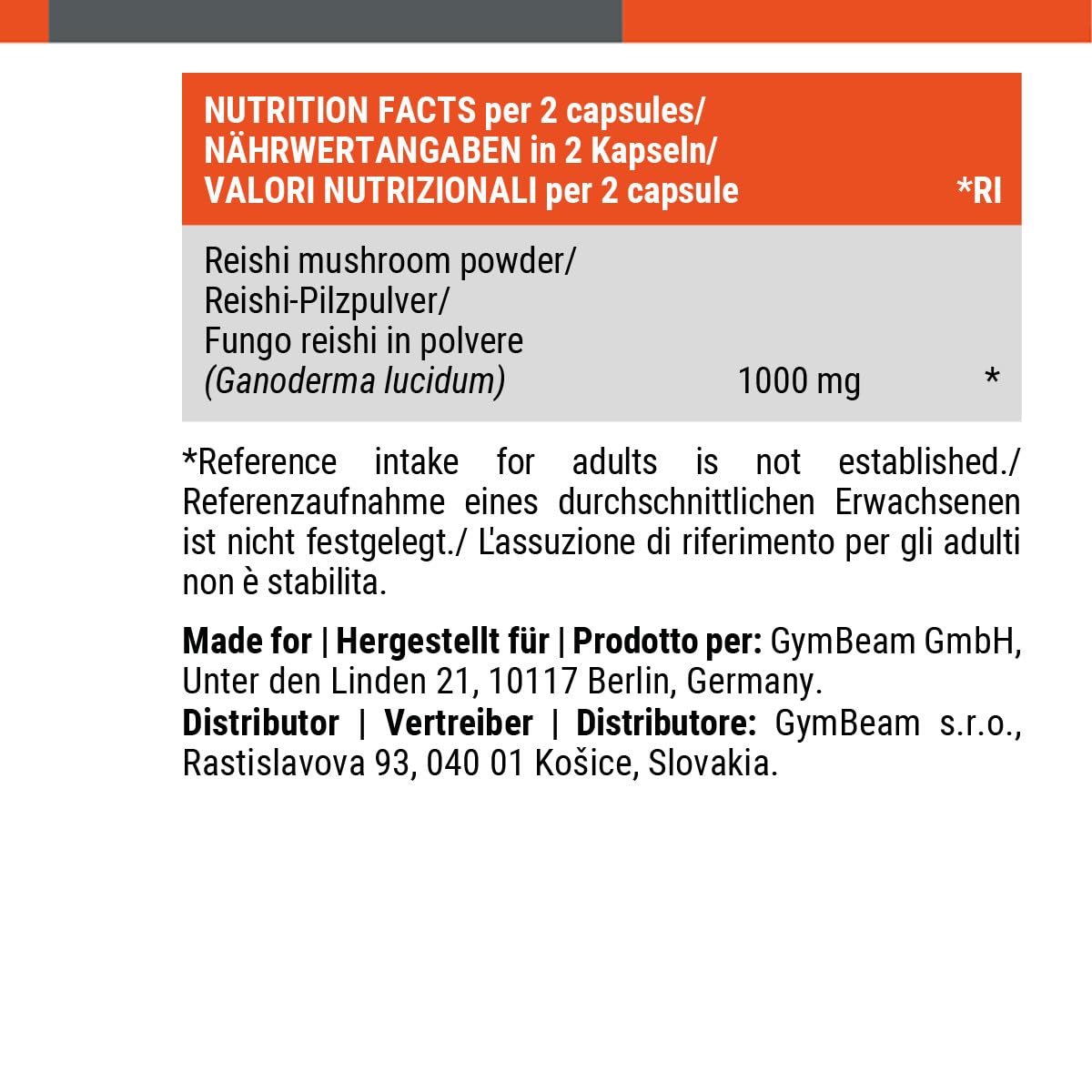 GymBeam Reishi integratore 90 capsule 1000 mg immunitario
