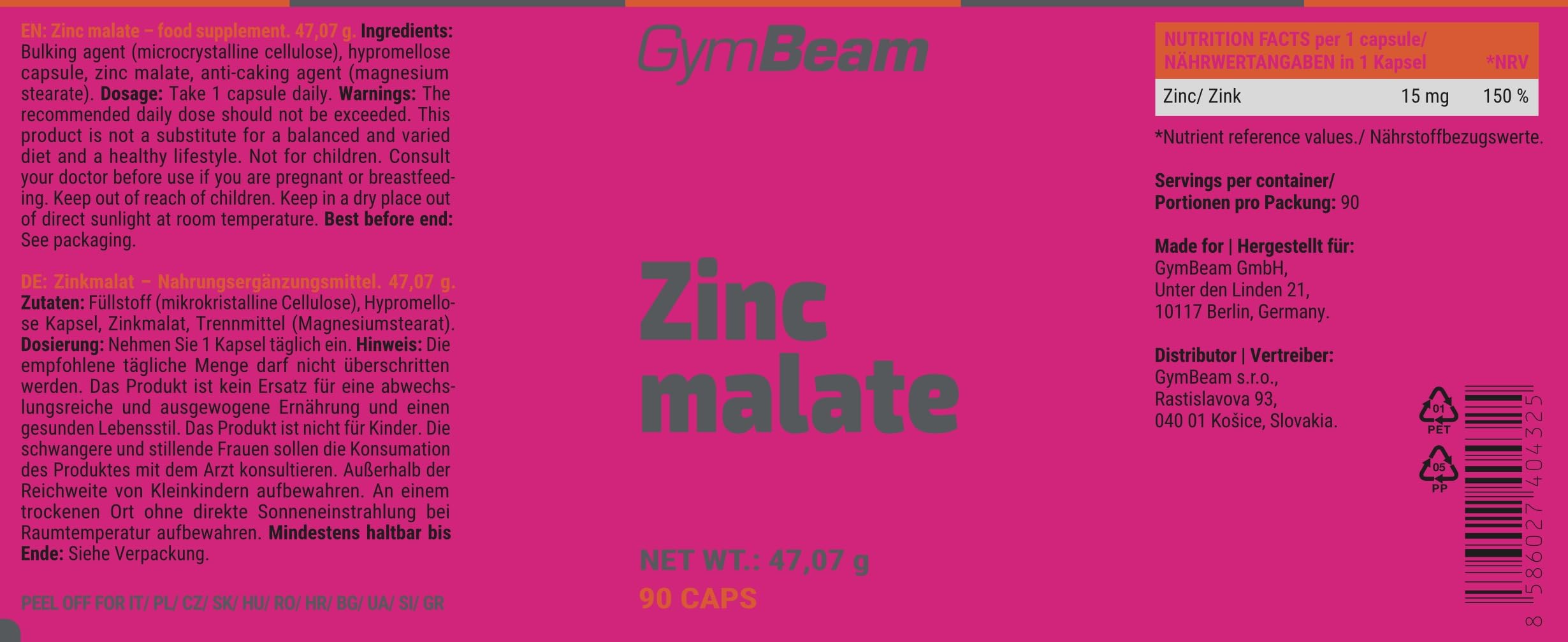 GymBeam Minerali Malato di Zinco capsule zinco chelato