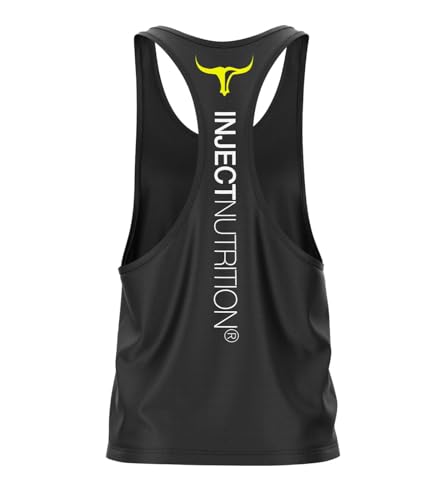 INJECT NUTRITION Black Tank Top Yellow Torus canotta nera unisex