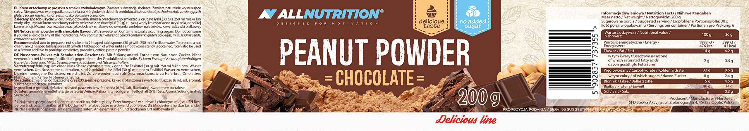 AllNutrition Burro Arachidi in Polvere Cioccolato 200g 50% Proteine
