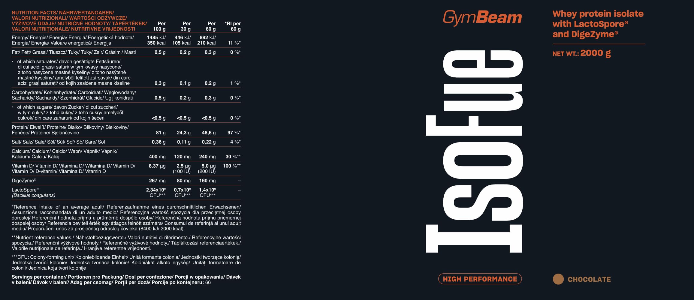 GymBeam IsoFue isolate Cioccolato 2000 g 83% proteine