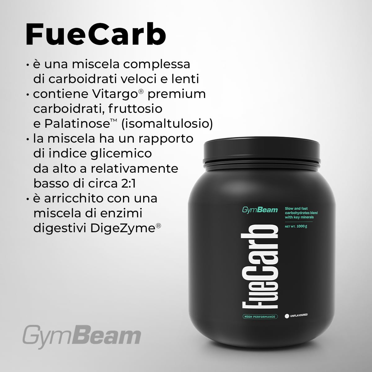 GymBeam FueCarb Carboidrati Vitargo Palatinose 1000 g Neutro