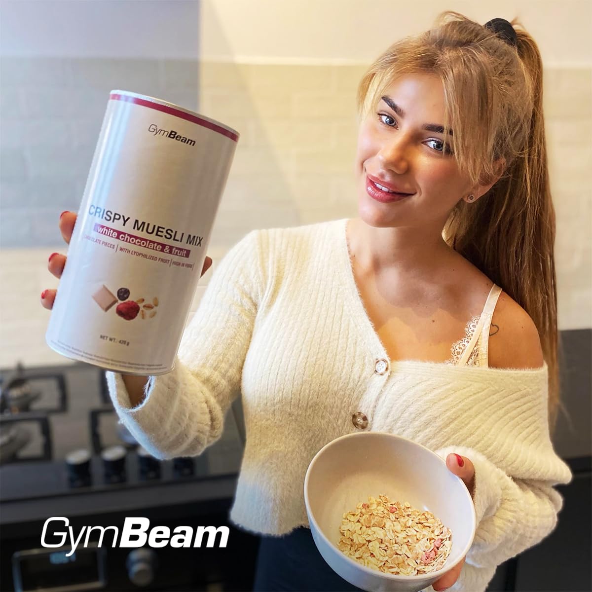 GymBeam Crispy Muesli Mix Cioccolato Bianco Frutta 420g