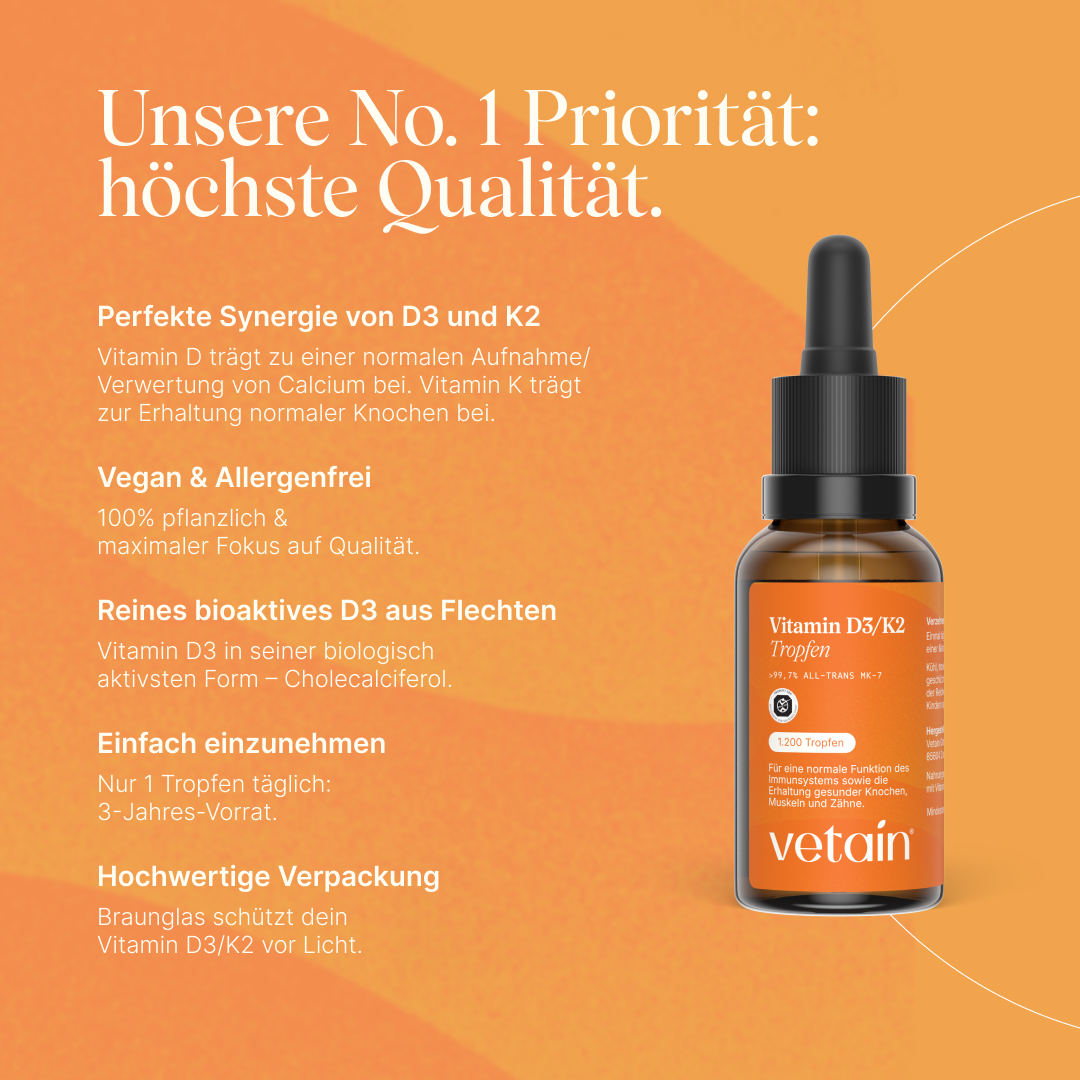 Vetain D3 K2 gocce vegane 1000 UI vitamina D3