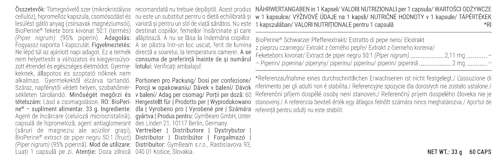 GymBeam Bioperine Integratore Pepe Nero 60 Capsule Piperina 95% Vegano
