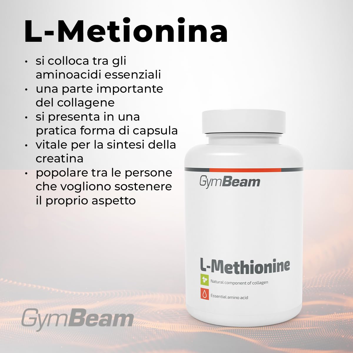 GymBeam L-Metionina 500mg 120 Capsule Aminoacido Creatina Pelle