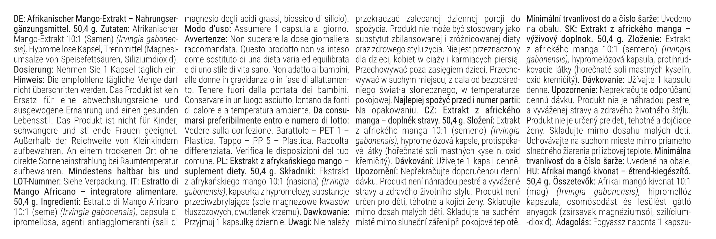 GymBeam Mango Africano 10:1 Capsule Vegane Gestione Peso