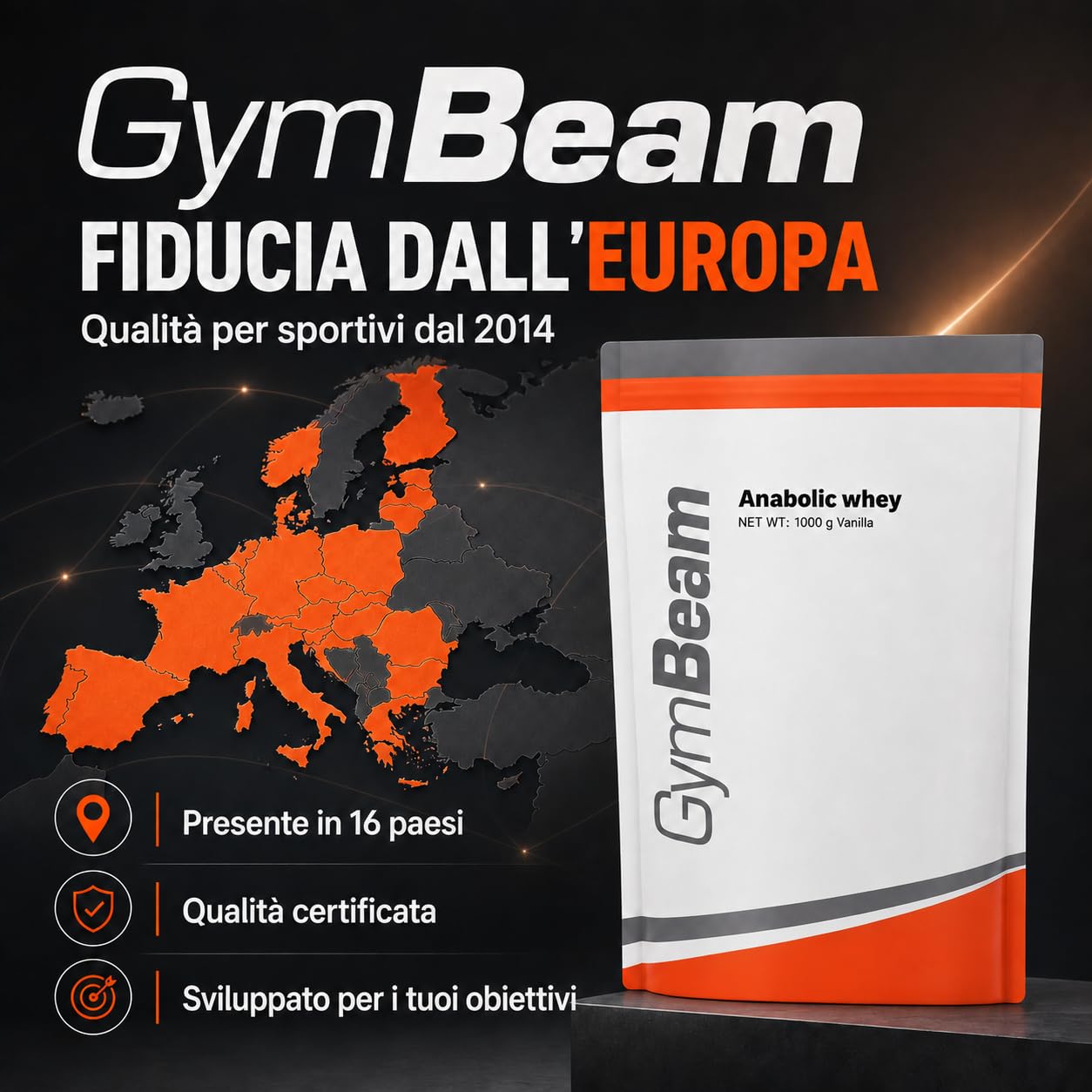 GymBeam Proteine Anabolic Whey Vaniglia 2500g creatina