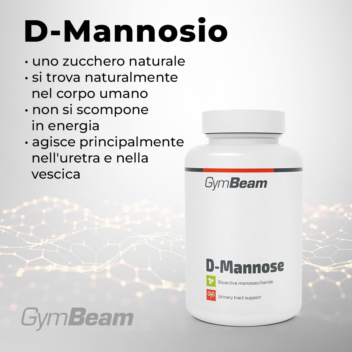 GymBeam D Mannosio Integratore 90 Capsule 1500 mg Vie Urinarie