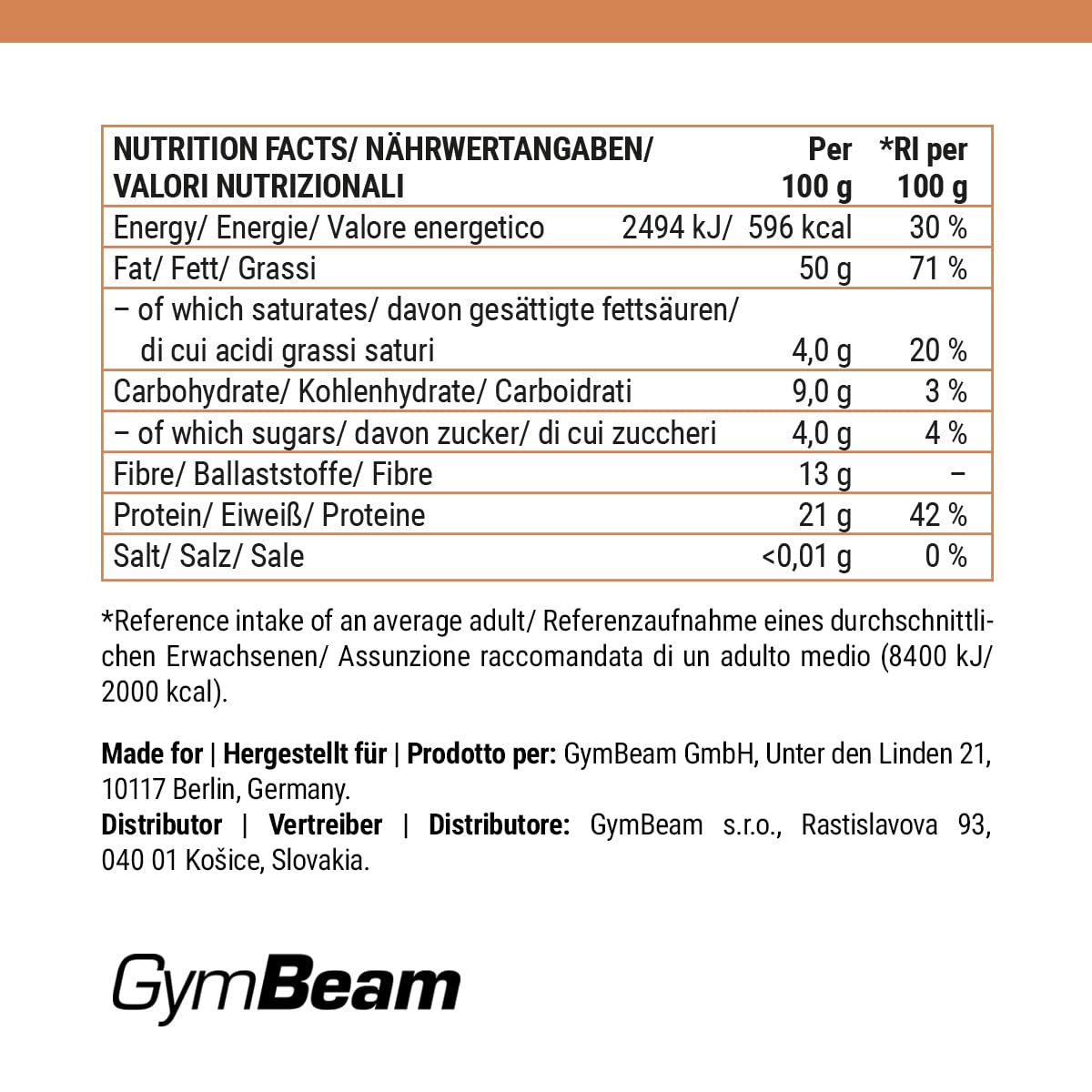 GymBeam Alimentazione Farina di Mandorle 500 g Senza Glutine