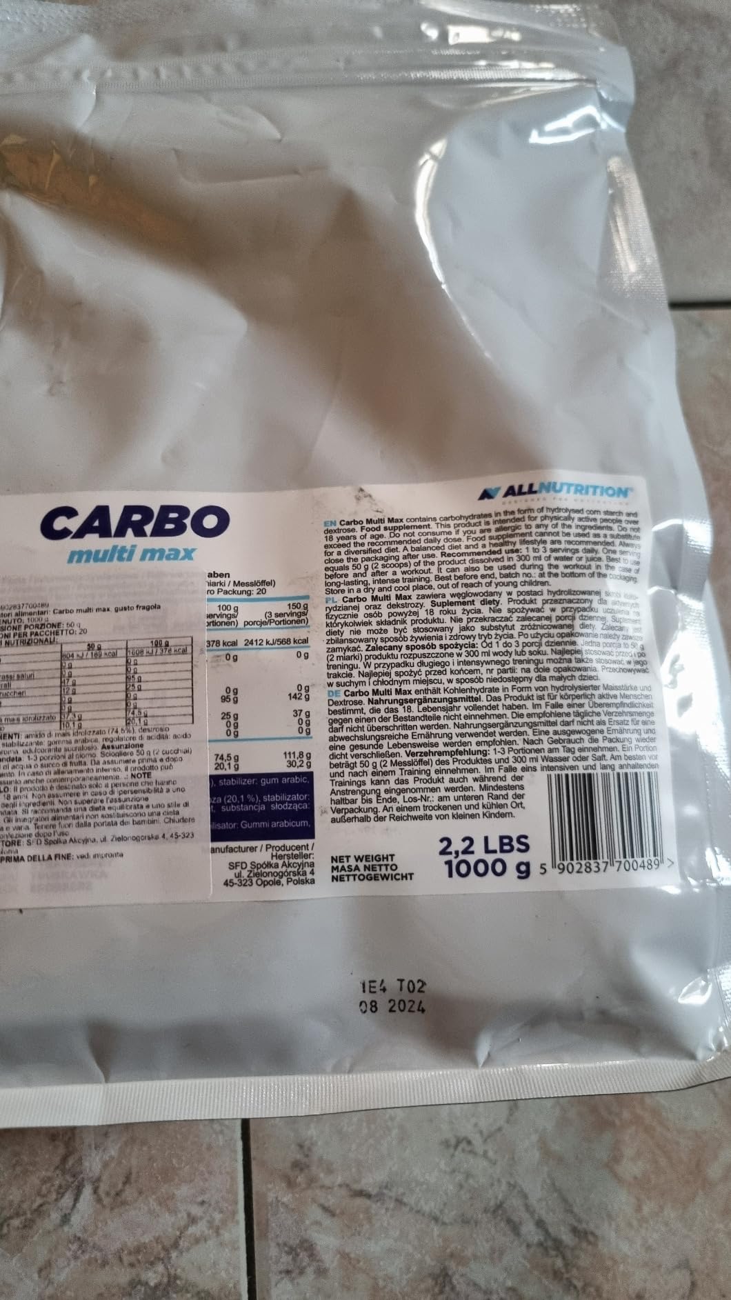 AllNutrition Carbohydrates Carbo Multi Max carboidrati fragola 1 kg