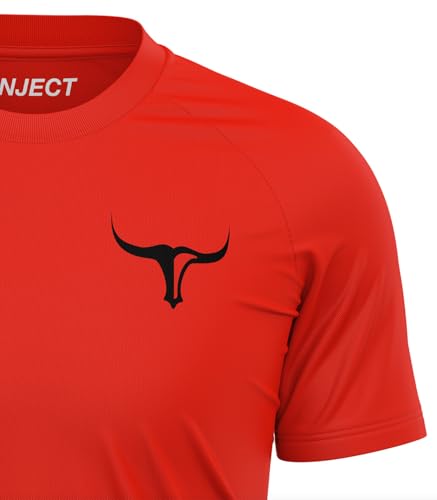 Inject Nutrition T-Shirt Raglan Maglietta Rossa Poliestere Palestra
