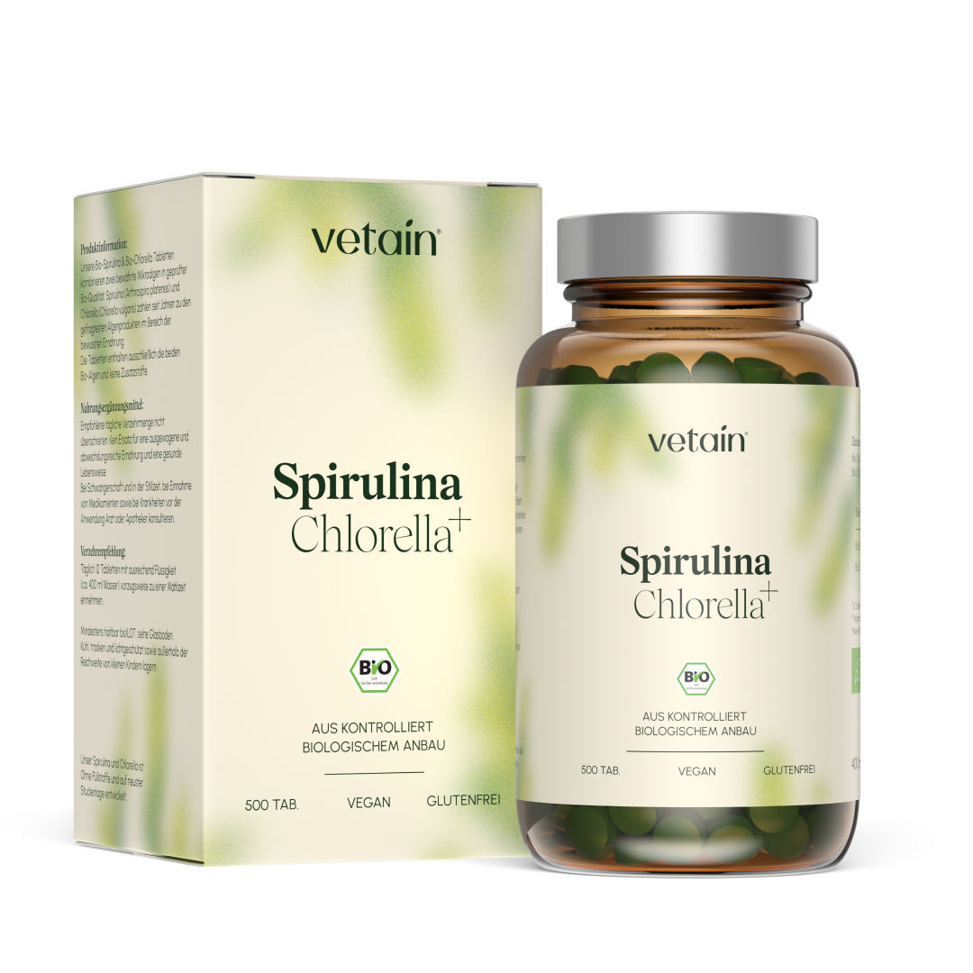 Vetain Spirulina Chlorella Bio 500 Compresse Alghe Vegan