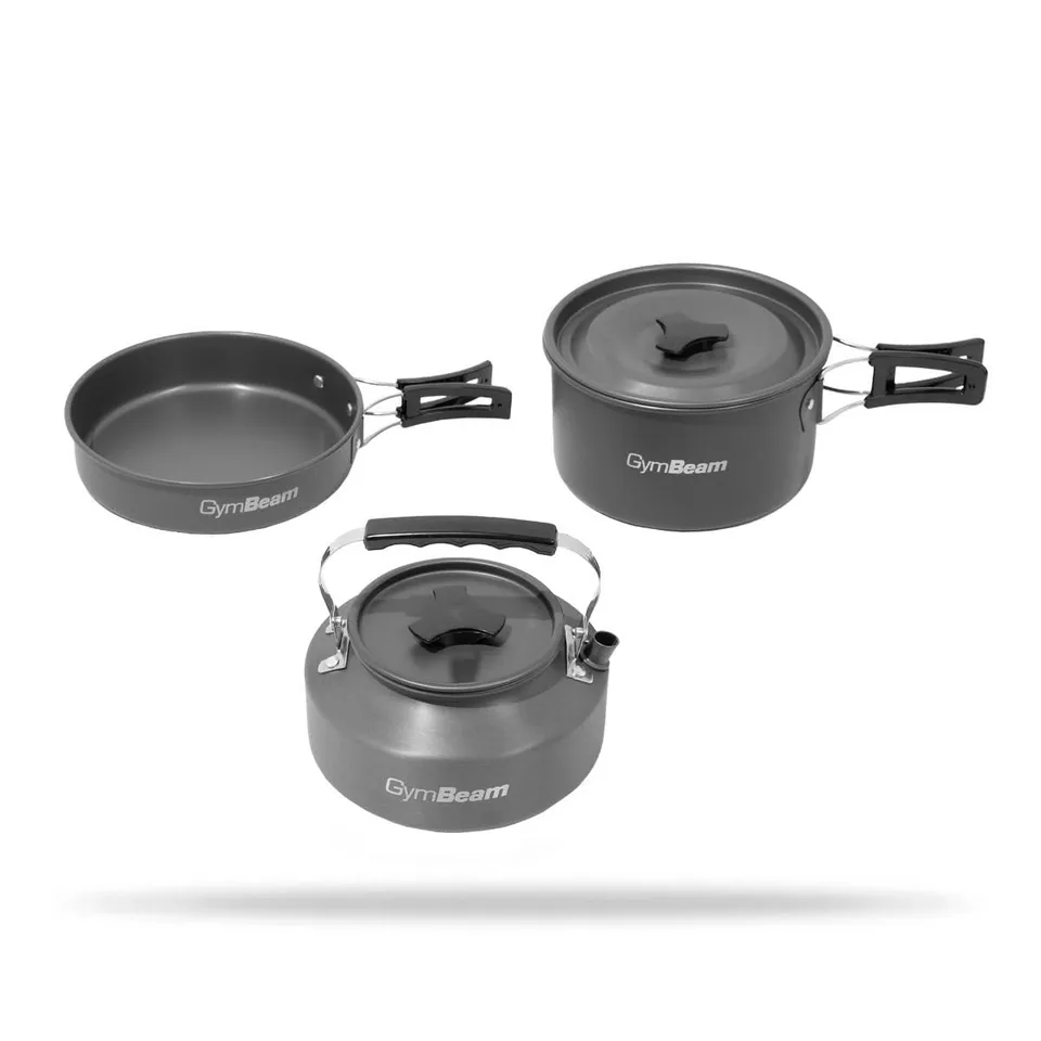 GymBeam Set Pentole Campeggio alluminio 3 pezzi