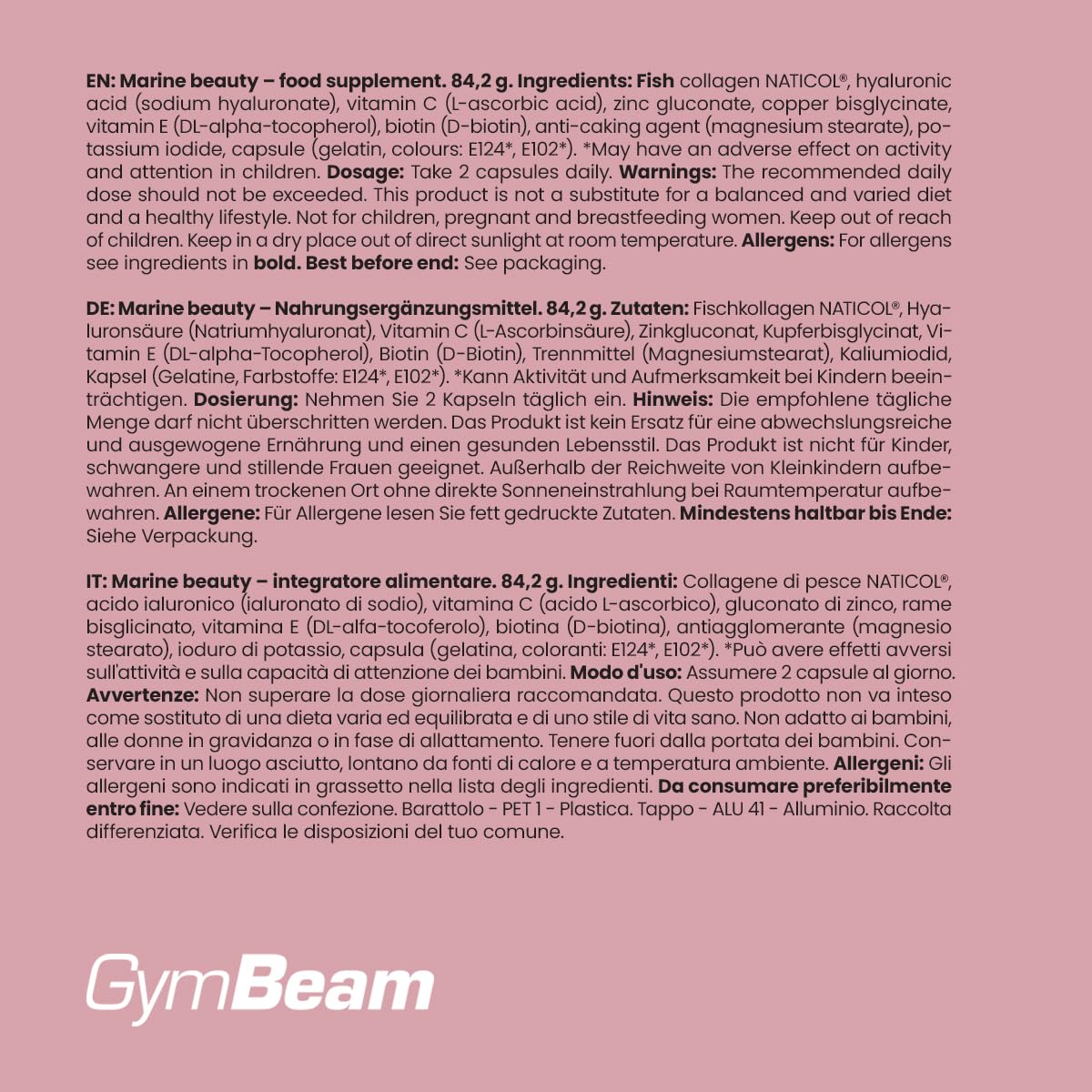 GymBeam Marine Beauty 120 capsule collagene marino donna