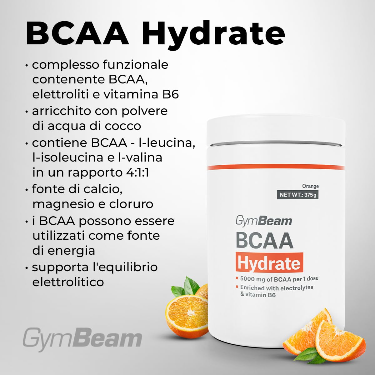 GymBeam BCAA 4:1:1 Hydrate Arancia Elettroliti