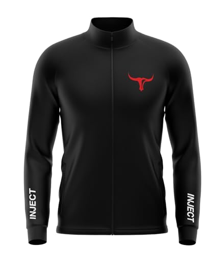 INJECT Raglan Giacca Sportiva Zip Nero Logo Rosso
