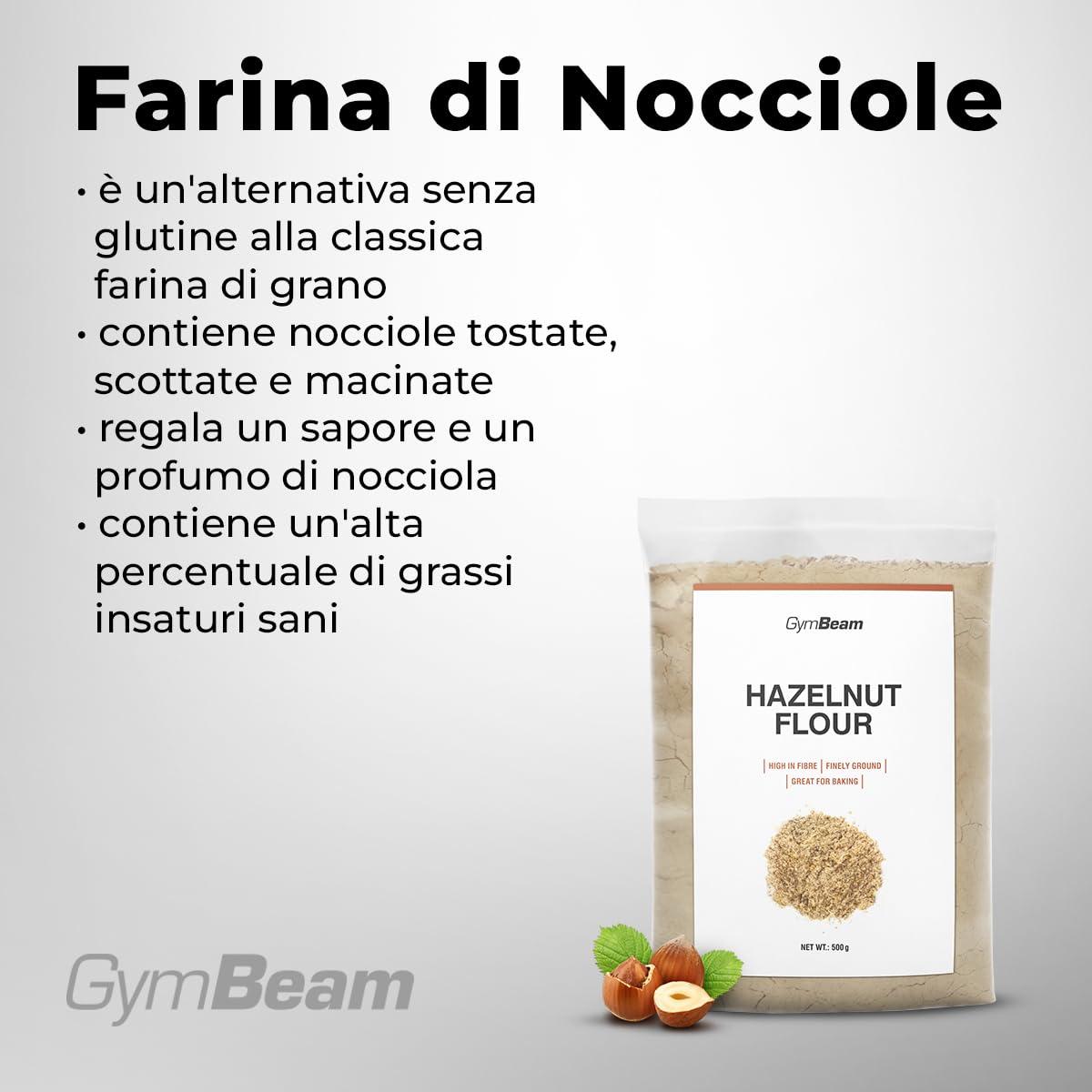 GymBeam Farina di Nocciole Tostate Senza Glutine Low-Carb